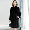 Autumn and Winter Women's Imitation Mink Fur Coat Mid-length Stand Collar Plus Cotton Thickened Loose and Thin Imitation Mink Fur Coat
