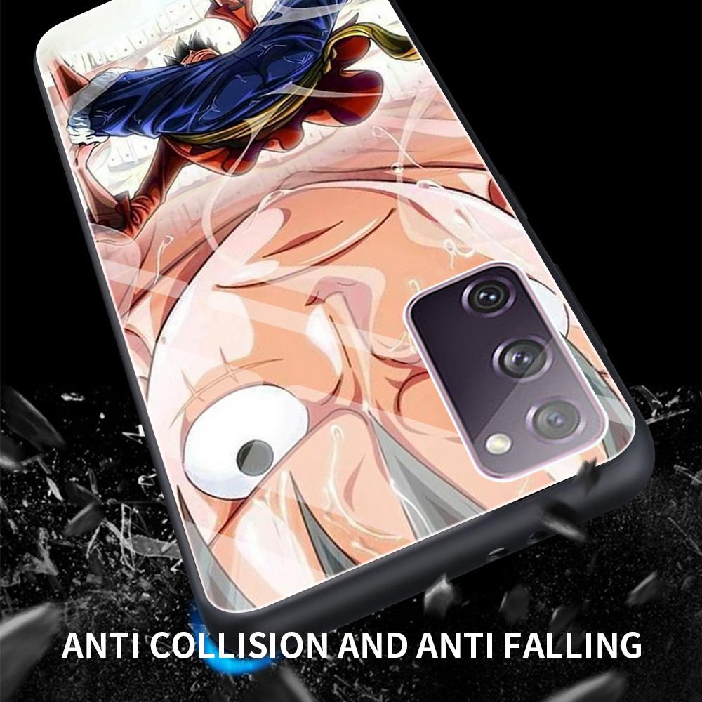 Tempered Glass Case For Samsung Galaxy S20 FE S21 Ultra S10 S9 Plus Note 20 10 Lite 9 Shell Phone Cover Bag One Piece Anime