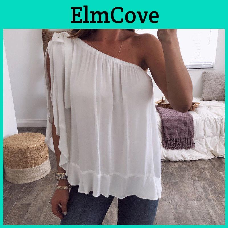 Stylish Womens Casual One Off Shoulder Shirt Blouse In Comfortable Plus Size Design
