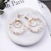 Women Fashion Broken Diamond Big Circle Star Design Earrings