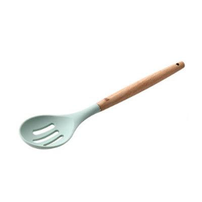 1PC Silicone Wood Turner Soup Spoon Spatula Brush Scraper Pasta Server Egg Beater Kitchen Cooking Tools Kitchenware Green/Pink