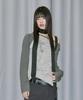 ODDSTUDIO Cross Ornament Off-Shoulder Raglan Long Sleeve - Ash Gray