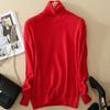 Women's Autumn Winter Korean Style High Neck Knit Sweater Long Sleeve Solid Color Loose Base Layer Pullover