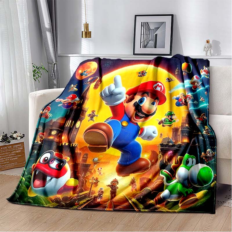 Super Mario game blanket, warm and comfortable flannel blanket, suitable for bedrooms, sofas, beds, chairs