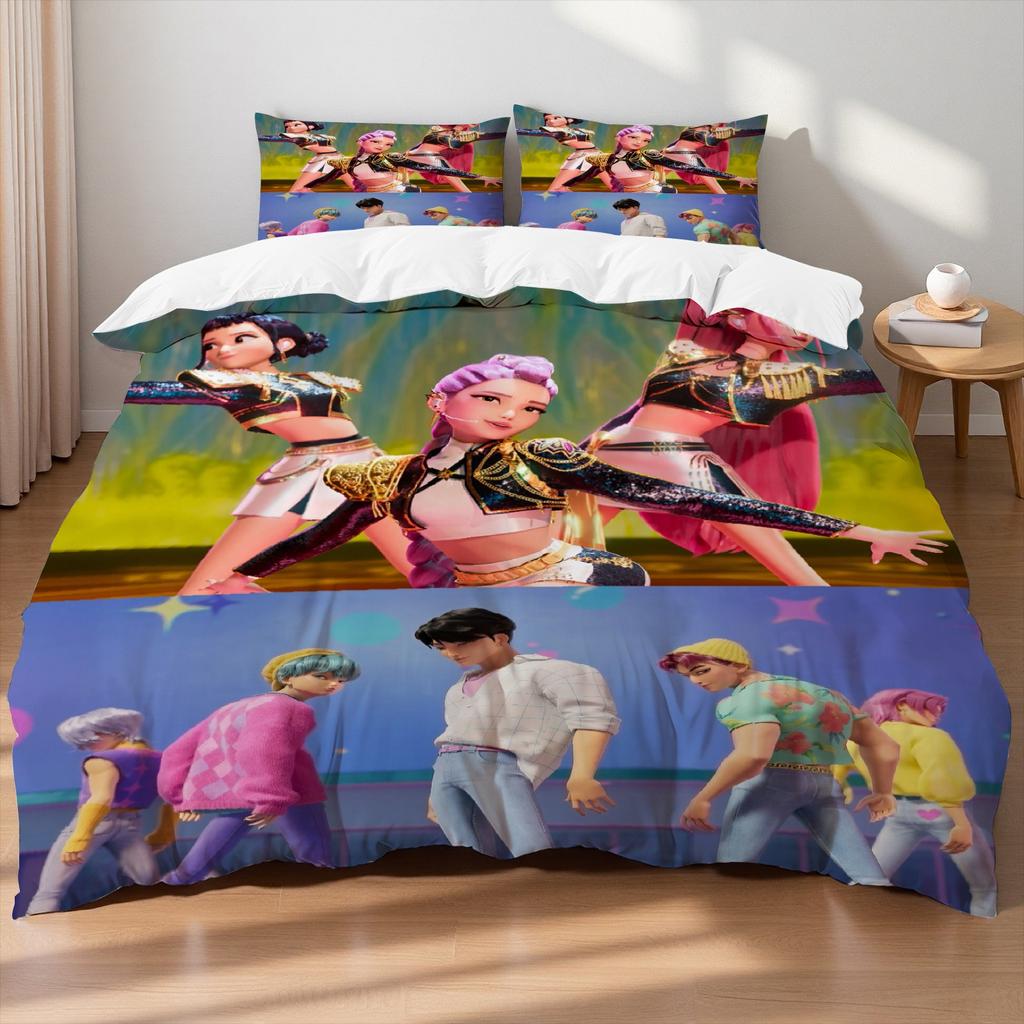 Rami Dämonenjäger K-Pop Mädchen Jungen Gruppe Bedruckter Kernloser Bettbezug Mehrere Größen Schlafzimmer Wohnheim Feiertagsbettwäsche Dekoration