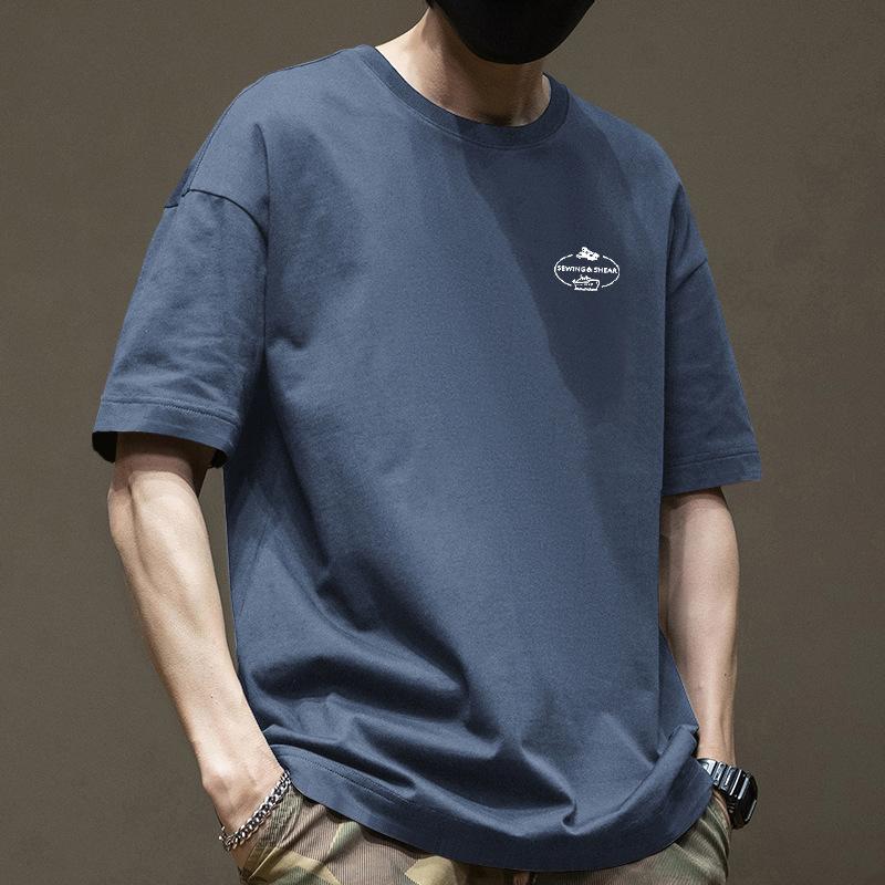 Retro Short Sleeved T-shirt for Men's Summer Fashion Brand Pure Cotton T-shirt with Fashionable Pattern