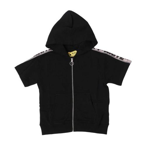 Off White Kinder/Kinder Logo Kurzarm-Hoodie mit durchgehendem Reißverschluss