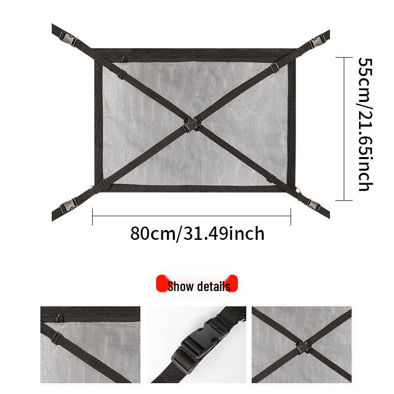 Car Roof Storage Mesh Pocket with Cross Direct Buckle - Dual Use Net for Car Roof Storage
