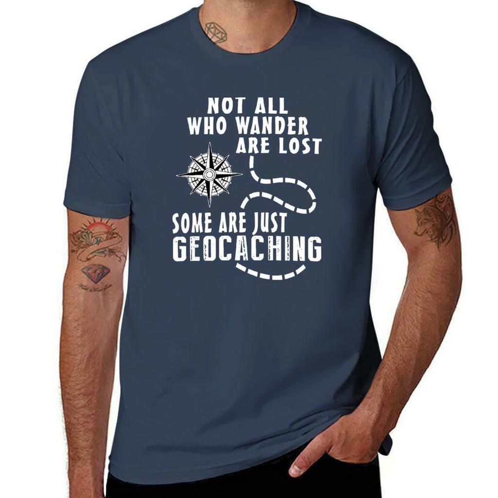Erwachsene Nicht alle, die wandern, sind verirrt Geocaching T-Shirt Basic Schlicht Kurzarm Rundhals T-Shirt