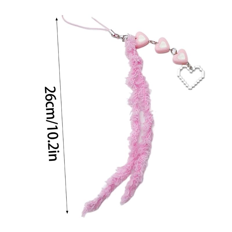 Sweet Heart Butterfly Bead Phone Charm Straps Car Key Hangings Pendants Fashion Bag Decoration Lanyard Purse Accessories