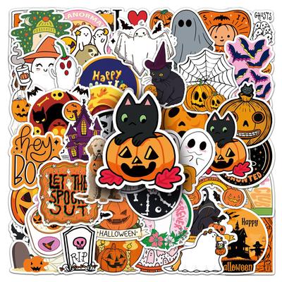 50 Halloween Graffiti Cartoon Stickers: Waterproof DIY Decor for Cups, Skateboards, and Luggage.