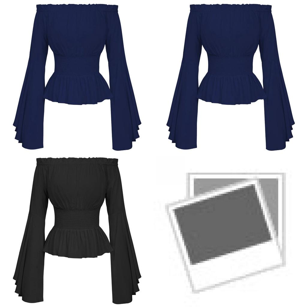 Elegante Camicia Blusa Steampunk con Maniche a Campana per un Unico Costume da Pirata Cosplay