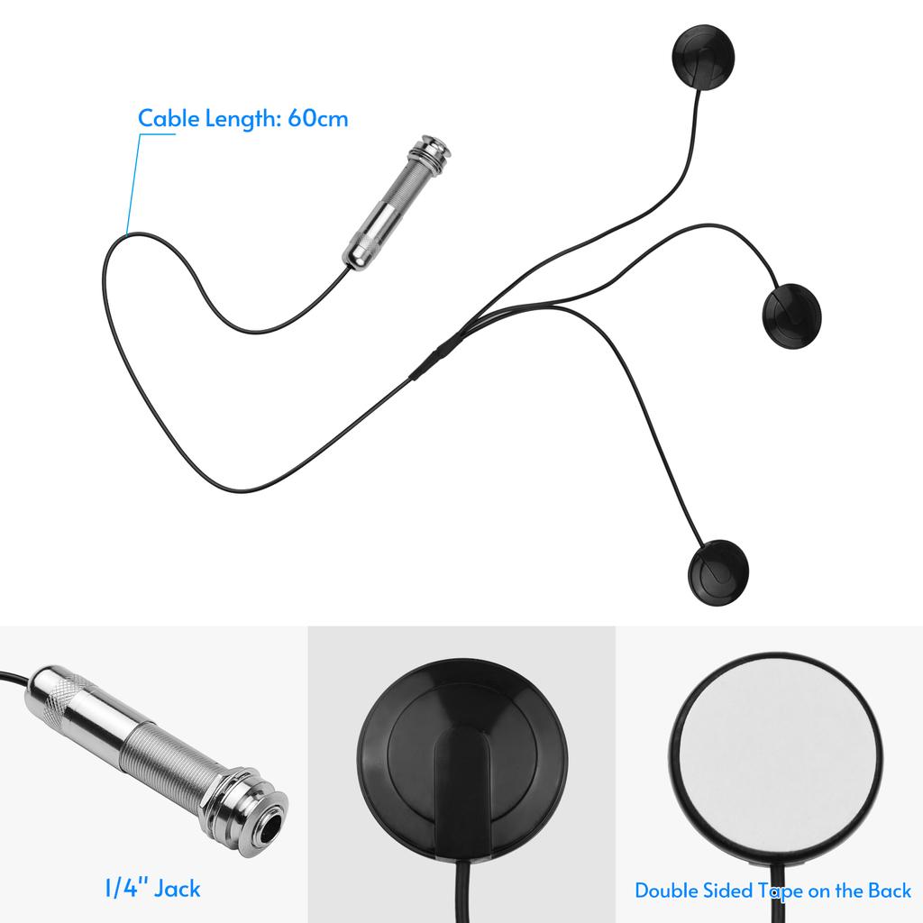 Adhesive Instrument Pickup Acoustic Guitar Pickup Mini Transducer with 1 4 Inch Connector for Violin Mandolin Ukulele