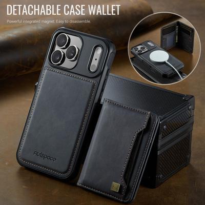 Luxury Detachable Magnetic Leather Phone Wallet Case Stand For Magsafe iPhone 17 16 15 14 Pro Max Samsung S25 Plus S24 Ultra ID Bank Card Holder Cover