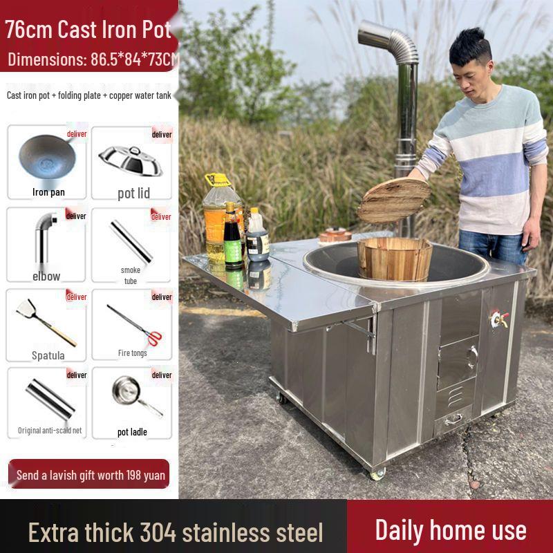 Smoke-Free Stainless Steel Wood-Burning Firewood Stove for Outdoors