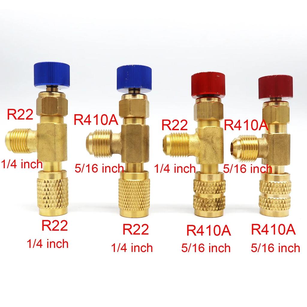 Copper R22 R410 Refrigerant Filling Valve, Freon Liquid Safety Valve for Air Conditioning, with Safety Protection Function