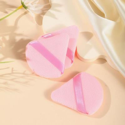 Velvet Flocked Triangle Powder Puff: Wet & Dry Use, Non-Absorbent for Loose Powder & Concealer.