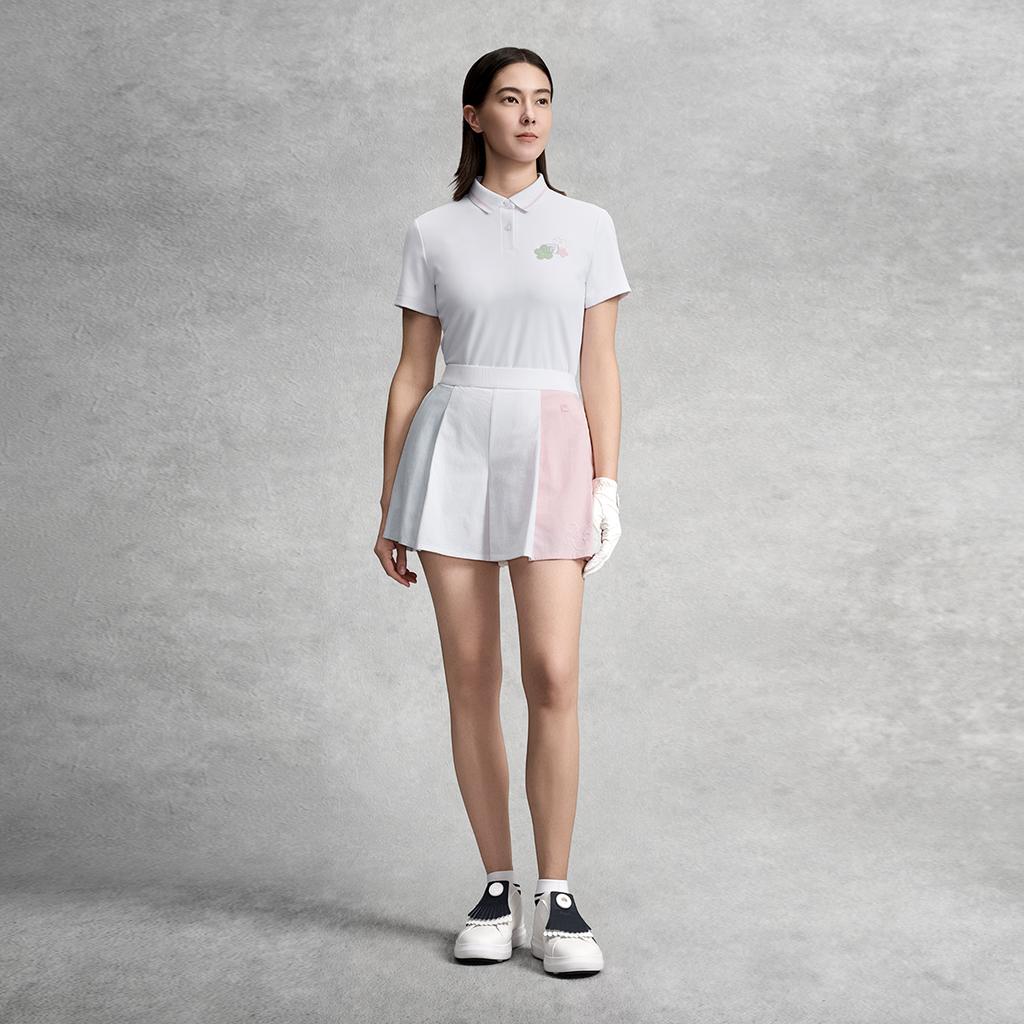 Fila Golf Series Fashion Simple Trendy Color Block Sports Comfortable Loose Woven Casual Shorts Women Shorts Jade-White A11W625816FWT