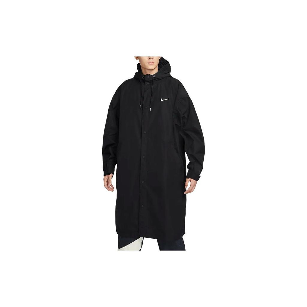 Nike Swoosh Woven Parka Oversized Jacket Black/White Men Streetwear FD2869-010