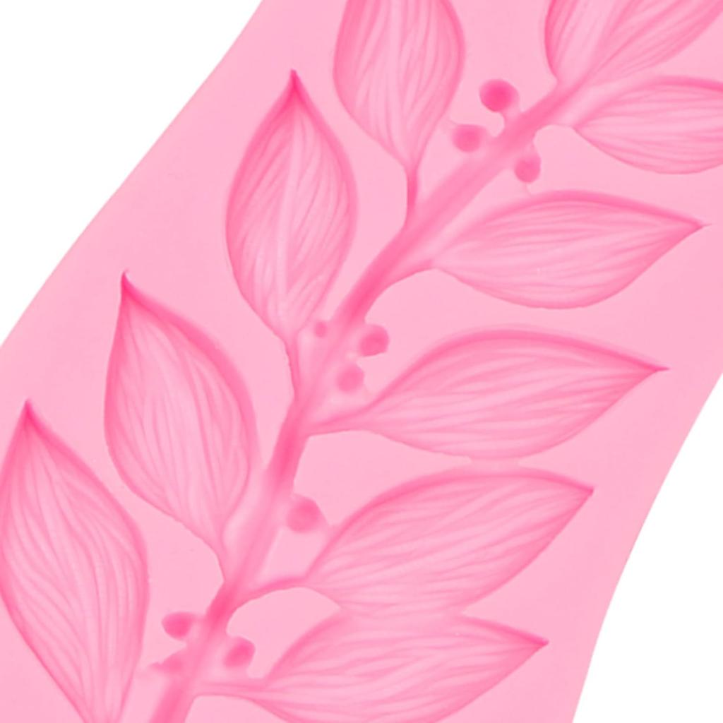 Rose Leaves Silicone Mold Set, 5 Pieces, Pink Fondant Molds for Cake Decorating