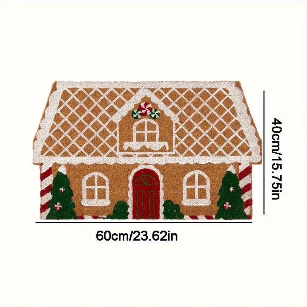 

Christmas Gingerbread House Shaped Area Rug Non-Slip Soft Microfiber Door Mat Plush Decorative Rug Welcome Mat Home Decor 60X90CM(2X3FT