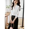 Women V Neck Satin Blouse Long Sleeve Solid Color Office Wear Casual Shirt