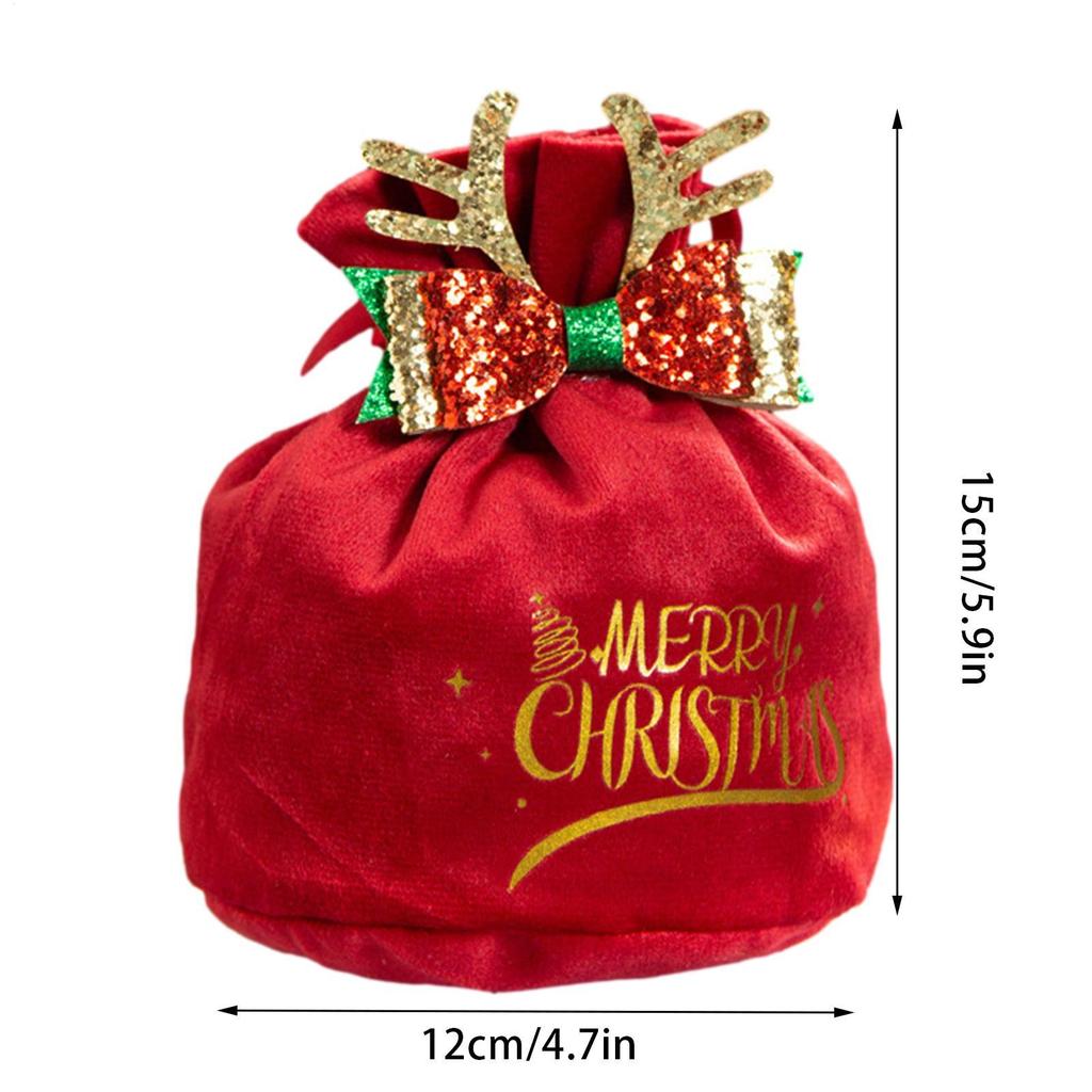 Christmas Gift Bags Christmas velvet gift bag Children drawstring velvet bag for Christmas Eve apples candy gift packaging
