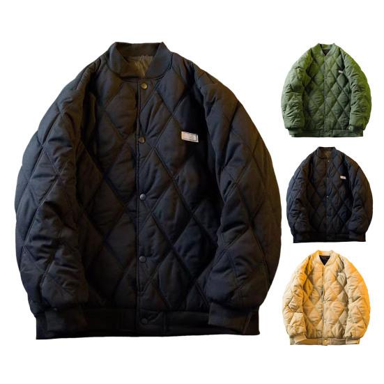 Męska kurtka typu bomber, pikowana kurtka baseballowa Varsity, zimowa, ciepła, ocieplana kurtka, swobodny, luźny krój, odzież wierzchnia do codziennej pracy na ulicy