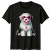 Fluffy Dog Heart Sunglasses Bubblegum Animals Dogs Unisexs TShirt Unisexs Tee a