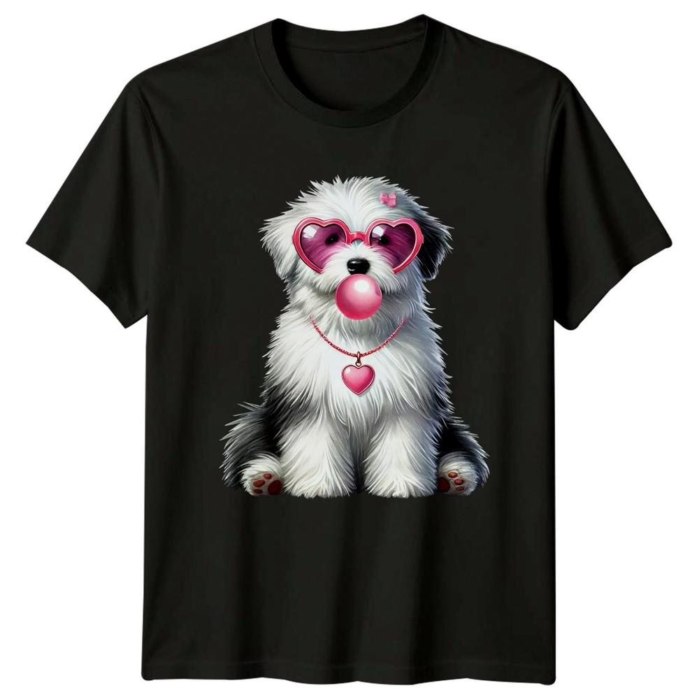 Fluffy Dog Heart Sunglasses Bubblegum Animals Dogs Unisexs TShirt Unisexs Tee a
