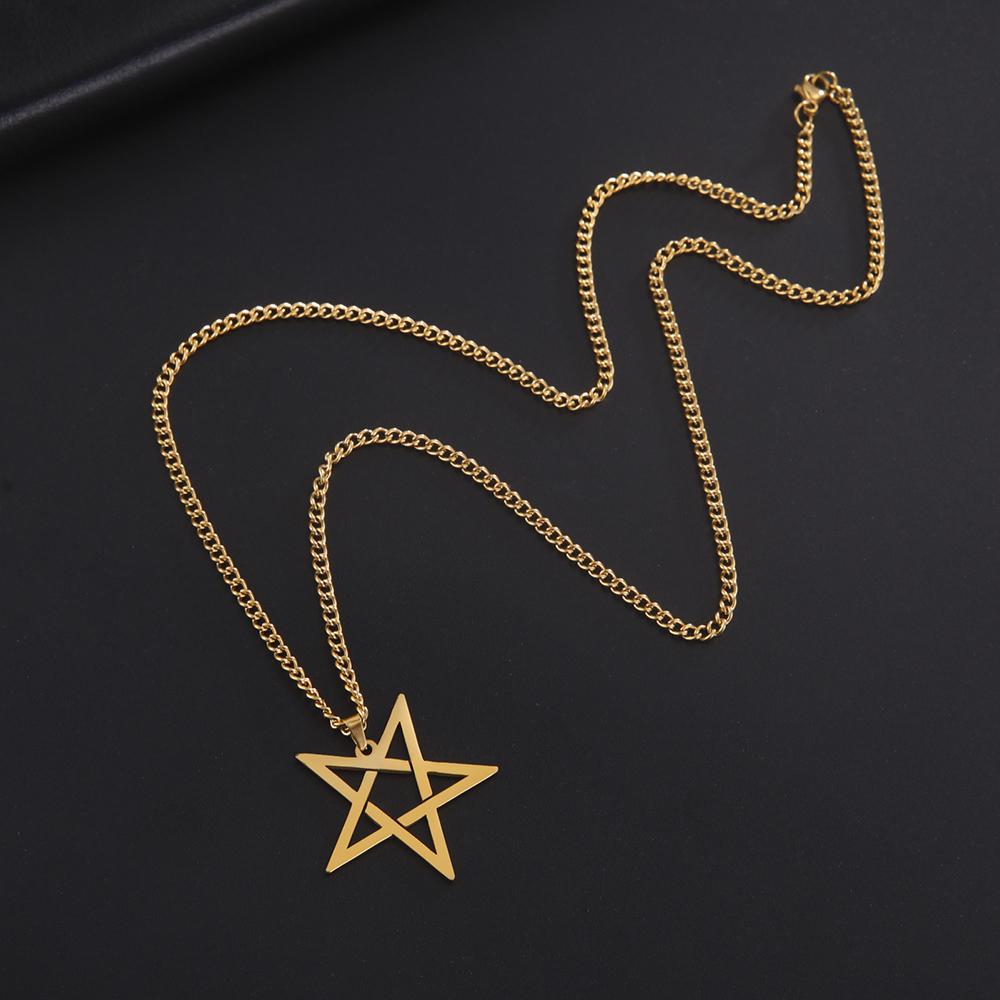 Dawapara Inverted Pentacle Necklace Gothic Pentagram Pendant Occult Amulet Witchcraft Stainless Steel Jewelry