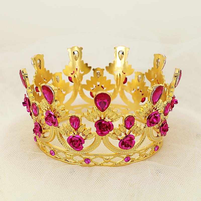 Coroană decorativă pentru tort de ziua de naștere, flori, accesorii decorative, coroană din aliaj picătură de apă de trandafir, spectacol pentru copii