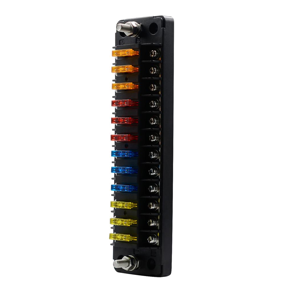 Car Power Distribution Blade Fuse Holder Box Block Panel Board 12 WAY Bar