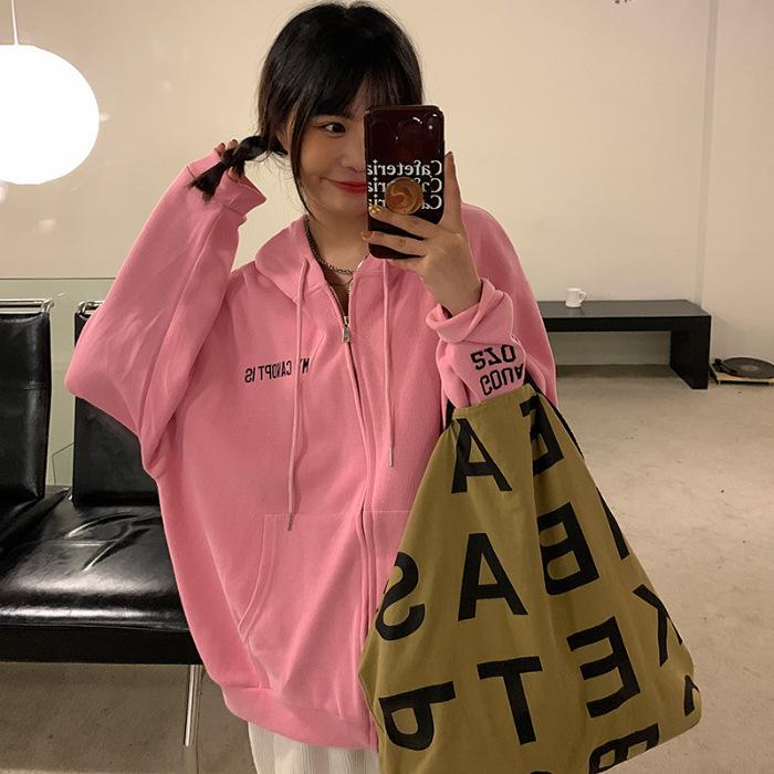 2023 Autumn/Winter American Retro Oversized Hooded Zip-Up Sweatshirt Jacket