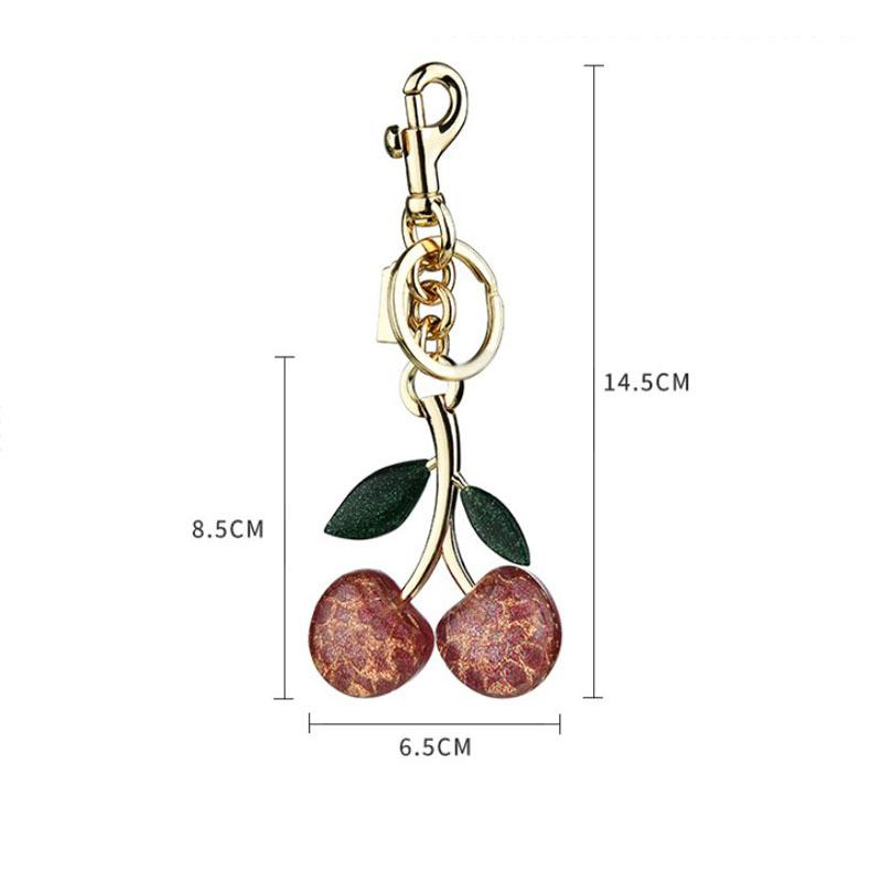 Cherry Bag Pendant Keychain Charm for Women's New Handbag Internet-famous Crystal Cherry Pendant High-Grade Bag Accessories