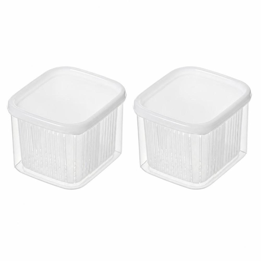2PCS PP Vegetable Fruit Storage Container 2 Compartments Fridge Storage Organizer  Home Storage