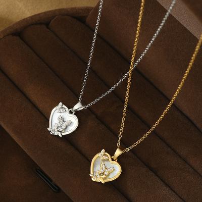 Halsketten Schmetterlingskette Beliebte Accessoires Zarte Herzkette für Damen Anhänger Modeschmuck im Vintage-Stil