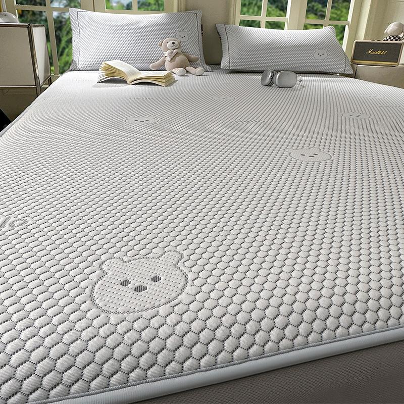 3Pcs Waterproof Fit Sheet Solid Color Mattress Cover With Elastic Band Bedsheet Double Queen King Size Fitted Sheet