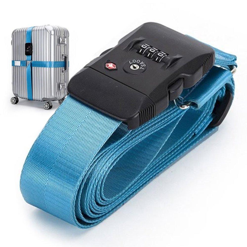 

Suitcase TSA Adjustable Dial for Travel and Business with Name Tag Strap, Approved, Length, Cross-Type Fastening, Lock, Trips, (Blue)