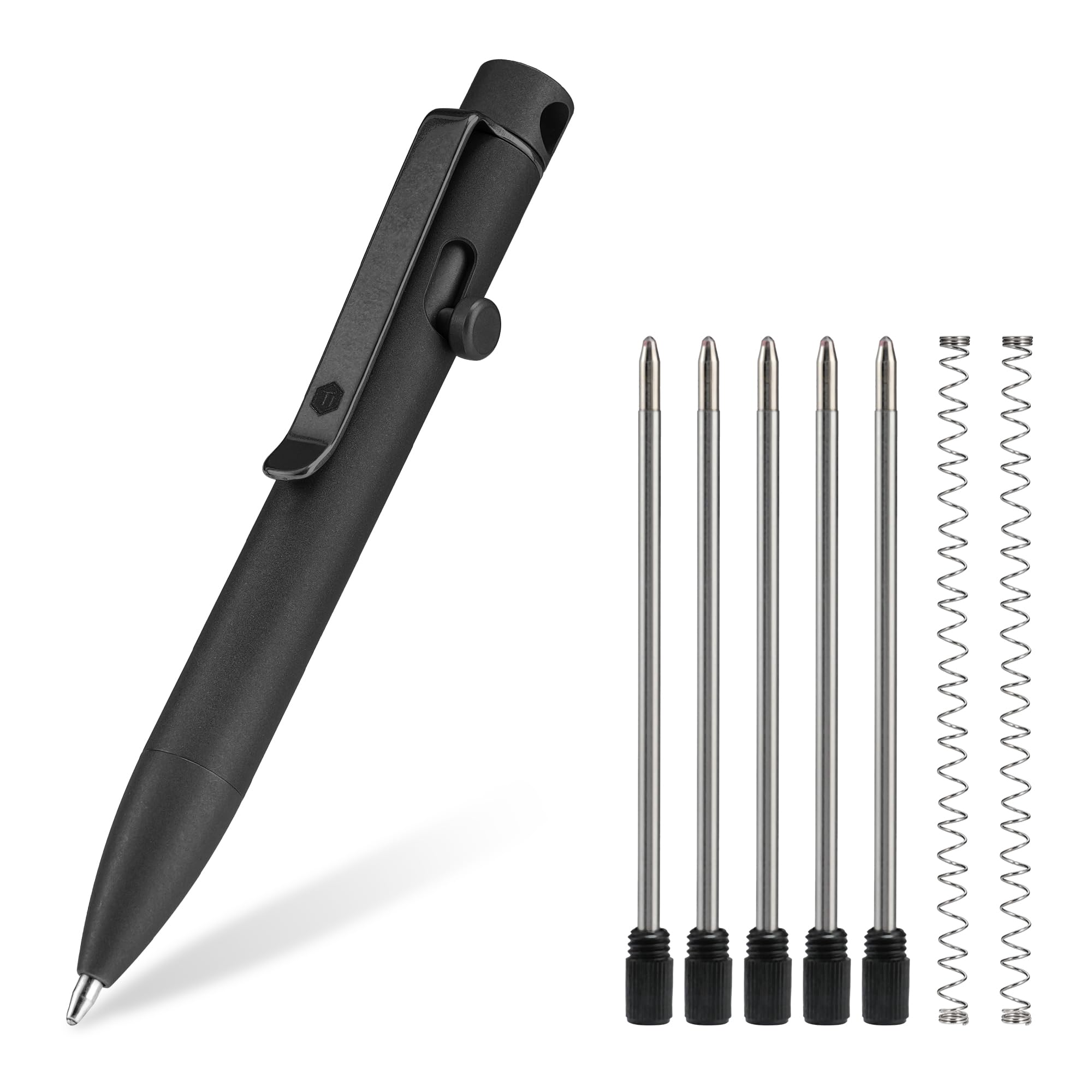 

KeyUnity KP04BK Bolt Action Ballpoint Pen with Titanium Alloy EDC Pocket Retractable Metal Ballpoint Pen for Everyday Carry Clip, Pen,