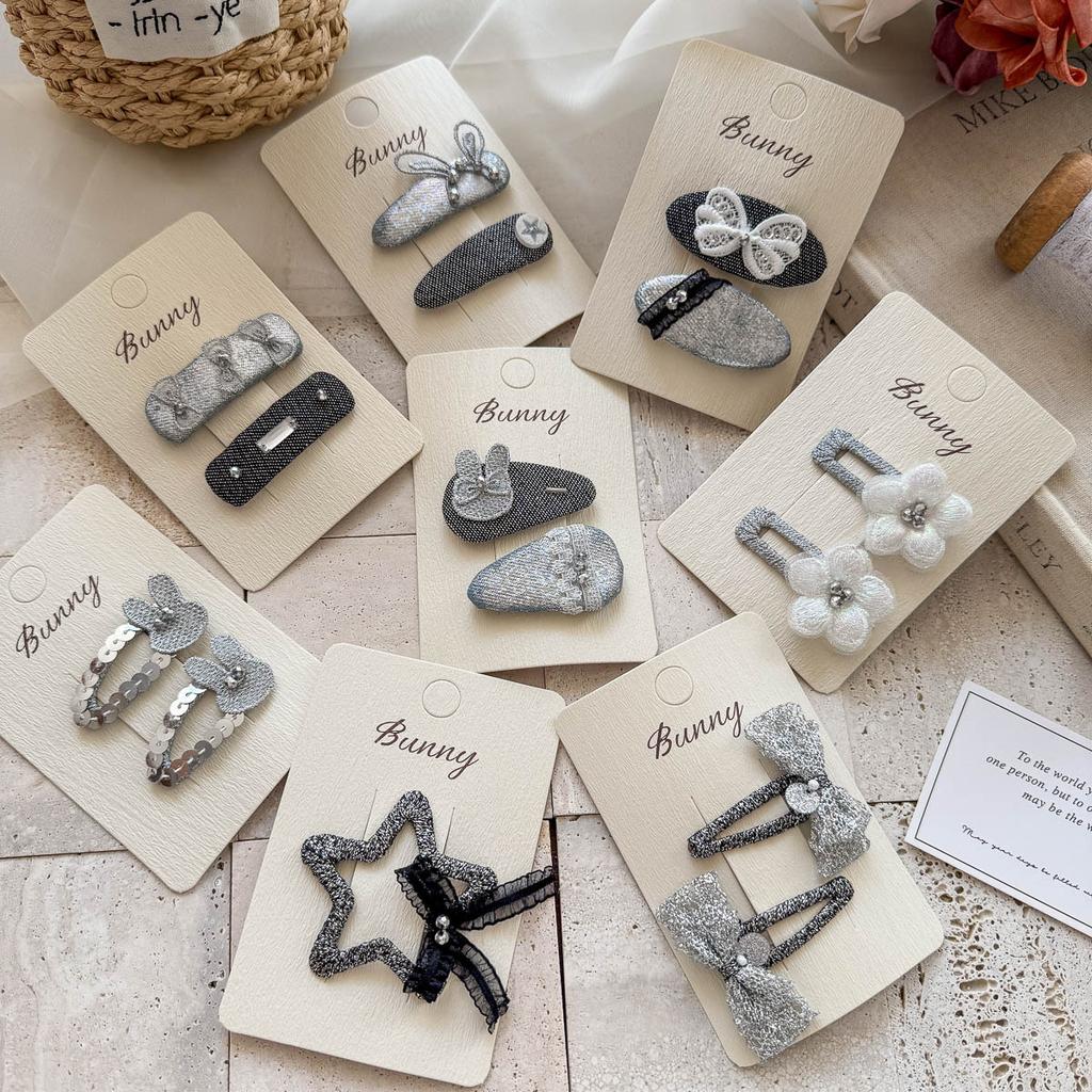 Hand-made Sweet and Cool Black and Silver Children's Hairpin Temperament High-end Sense of Girl Bangs Hairpin Head Accessories Hair Accessories