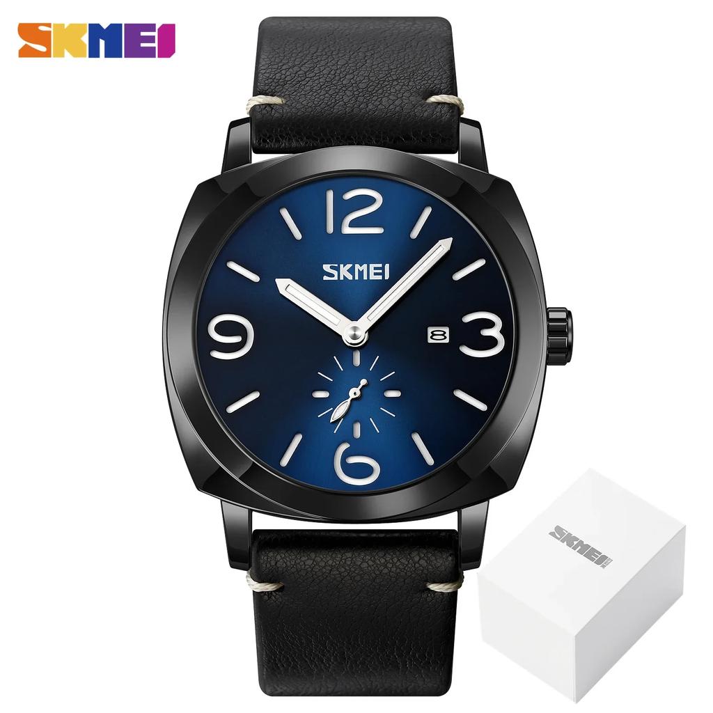 SKMEI 9305 Brand Luxury Genuine Leather Strap Quartz Wristwatches Male Simple Date Time Sport Watches Mens Clock reloj hombre