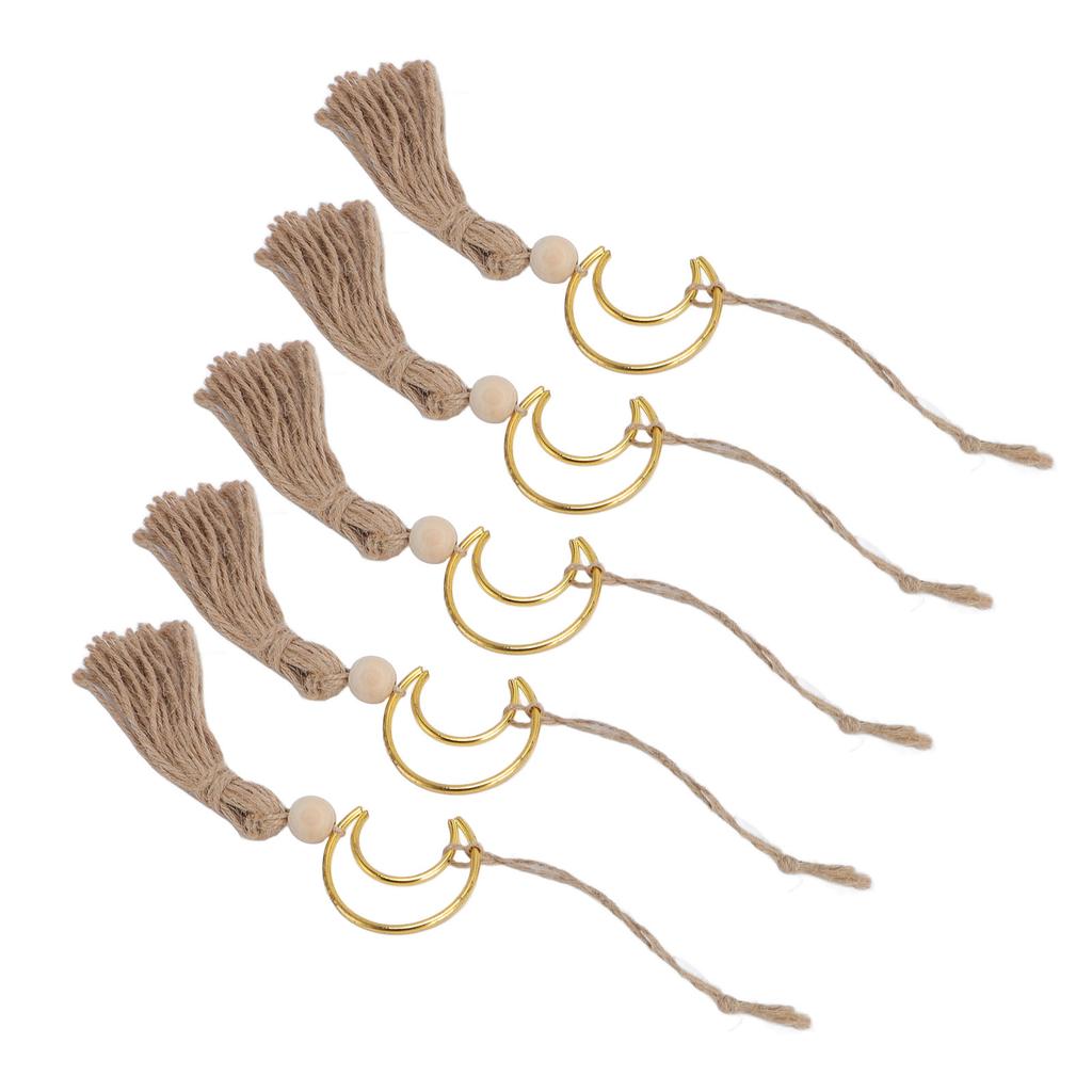 5Pcs Handmade Moon Hanging Ornament Home Tassel Decoration Car Rear View Mirror Accessory