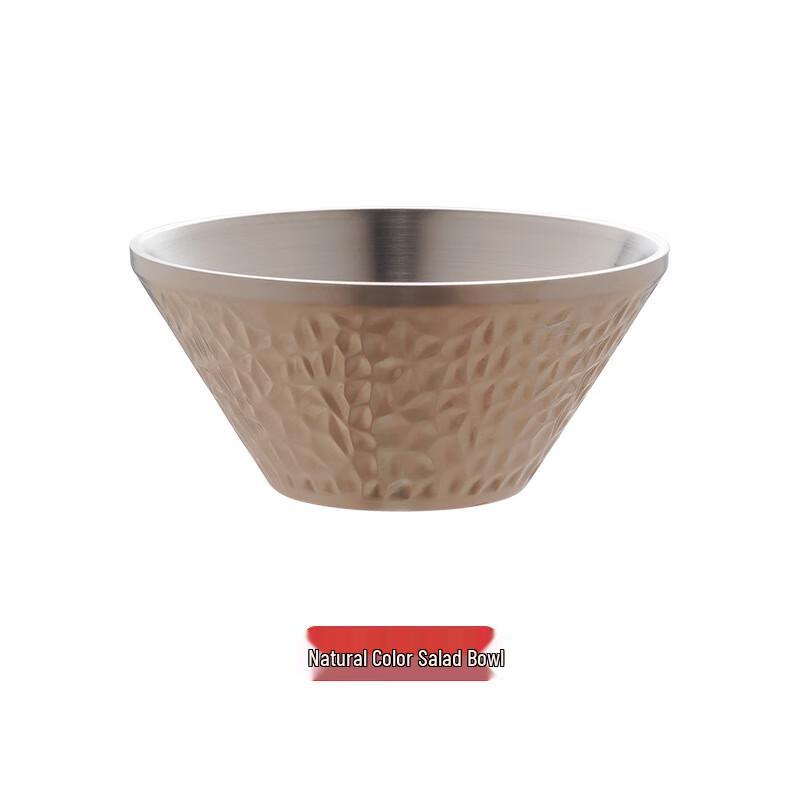 

ZISIZ 304 Stainless Steel Double-Layer Hammered Salad & Dessert Bowls, 14cm (Set of 2)