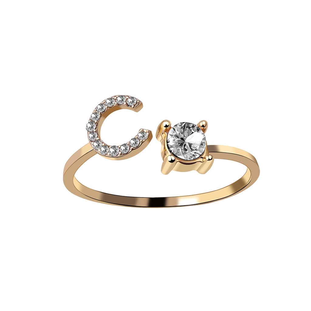 Exquisite Fashion 26 English Alphabet Style Ring Letter Fashion Copper Ring