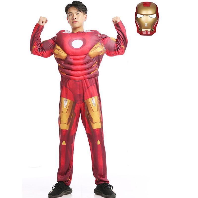 Tony Avengers Stark Adult Boy Superhero Costume Cosplay Outfit Jumpsuit
