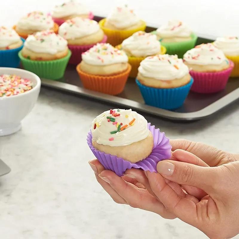 12/24Pcs Silicone Cup Cake Tool Bakeware Baking Mold Cupcake and Muffin for Cake Making Kitchen
