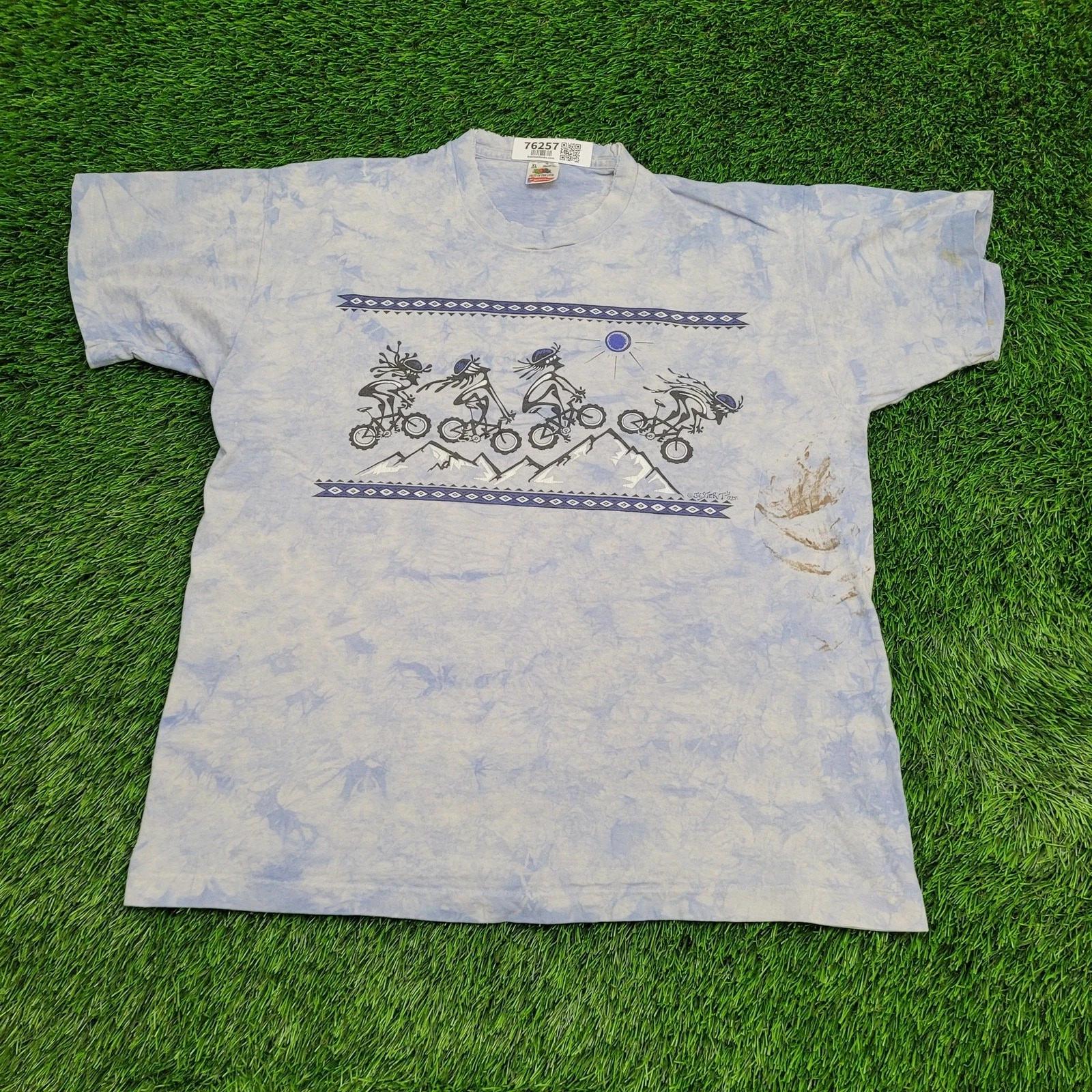 

Vintage 1995 Mountain Biker Bicycle Shirt XL 23x26 USA Jester-T Tie-Dye 3XL