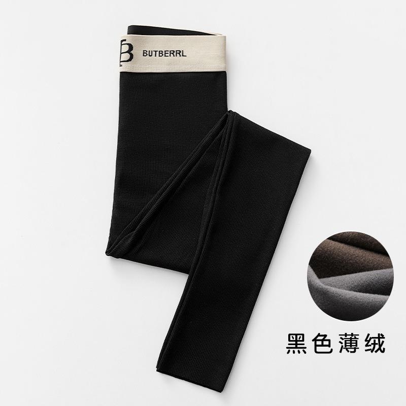 Threaded letter leggings women's autumn and winter high-waisted elastic bands wear tight-fitting cold-proof and warm cotton pants inside and outside