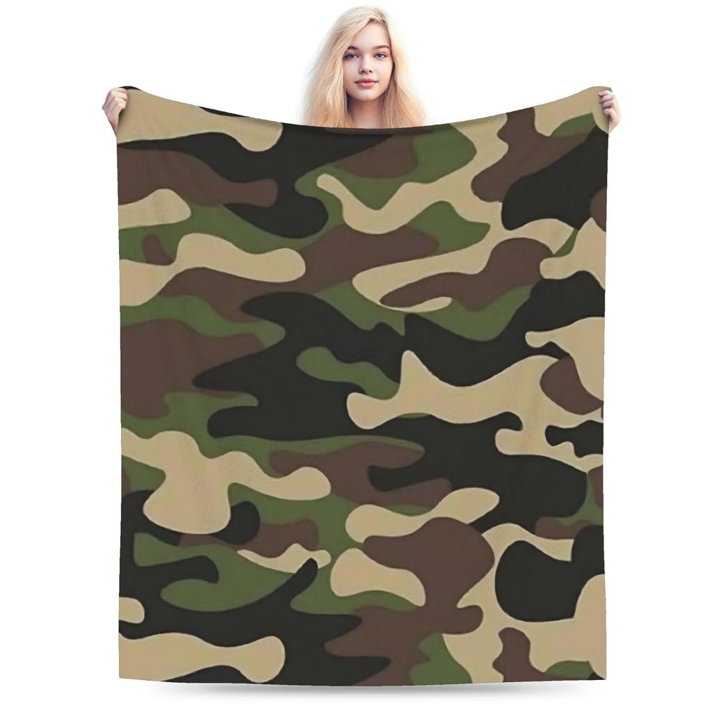Green And Brown Camo Super Soft Blankets Kids Adult Plush Throw Blanket Fashion Bedroom Flannel Bedspread Sofa Bed Cover